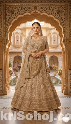 বিলাসবহুল ব্রাইডাল লেহেঙ্গা — জরি ও স্টোন কাজ সহ নতুন